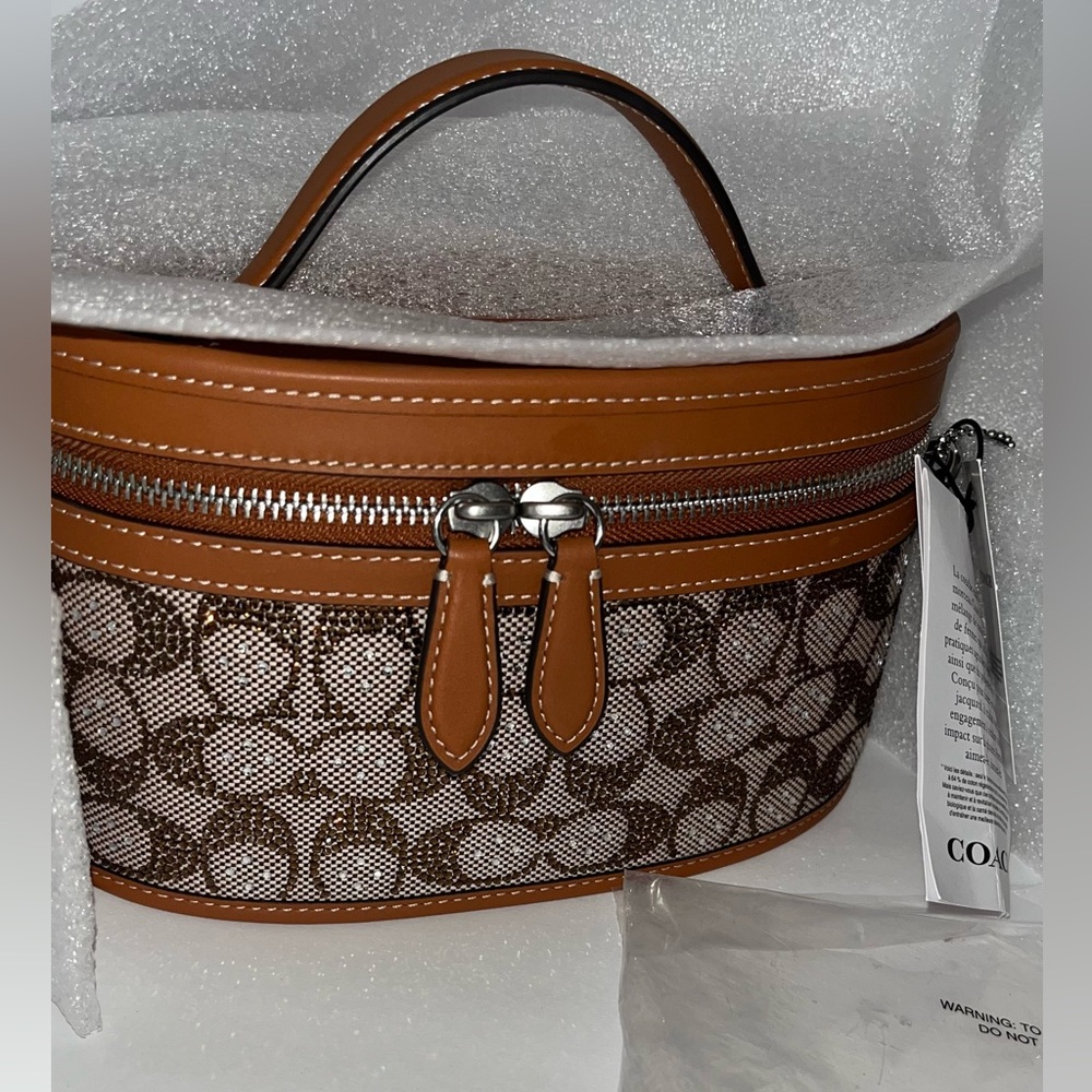 Coach Trail Bag Crystal Signature Jacquard Silver/Burnished Amber, 2 straps 🤎✨ - Picture 7 of 16